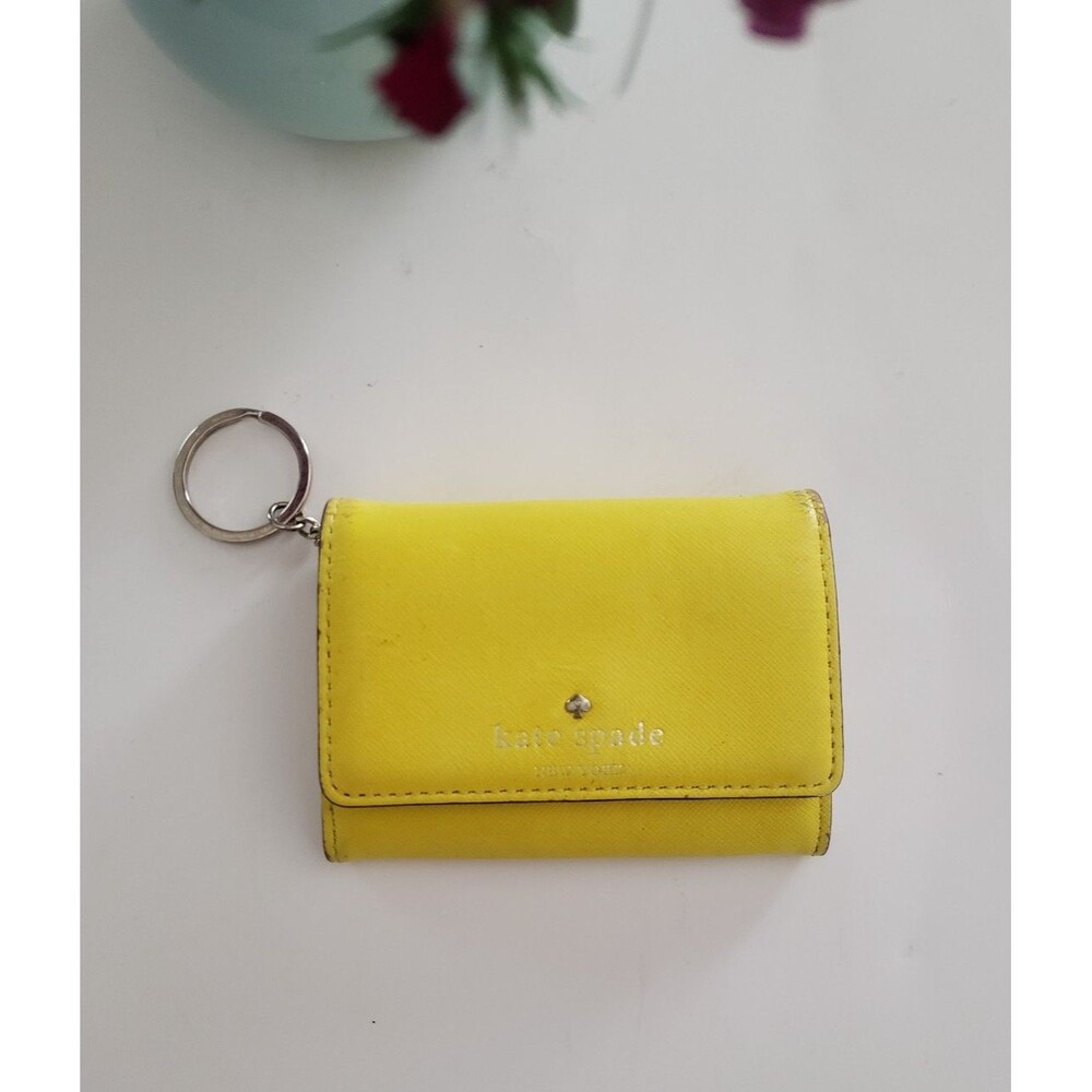 kate spade Sunny Yellow Saffiano Key & Card Holder with Keyring